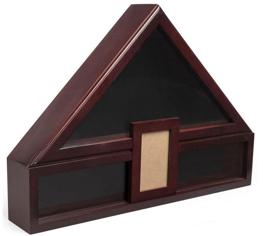 Flag Display Case with Glass Front, Picture Frame and Medal Boxes – Mahogany by The Military Gift Store