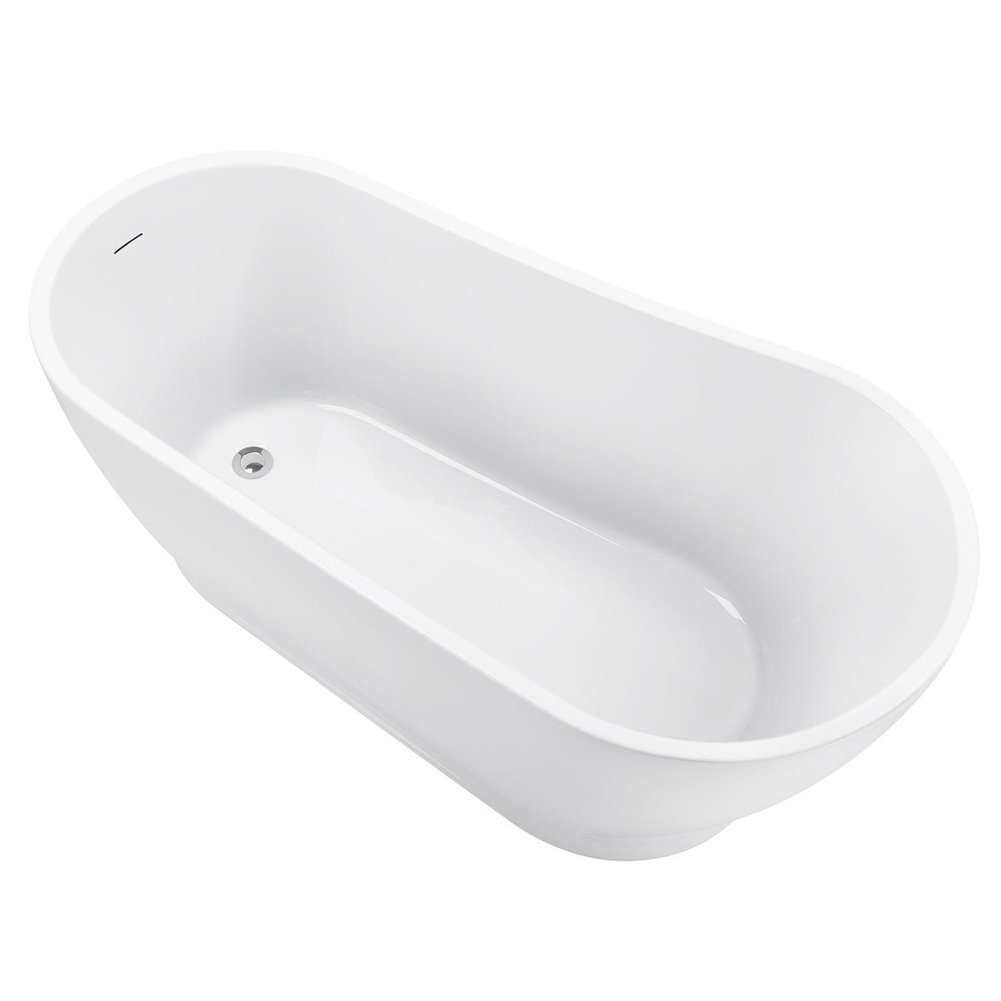 59" 100% Acrylic Freestanding Bathtub，Contemporary Soaking Tub，white Bathtub