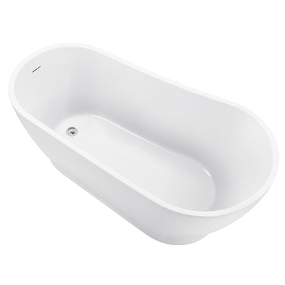 63" 100% Acrylic Freestanding Bathtub，Contemporary Soaking Tub，white Bathtub