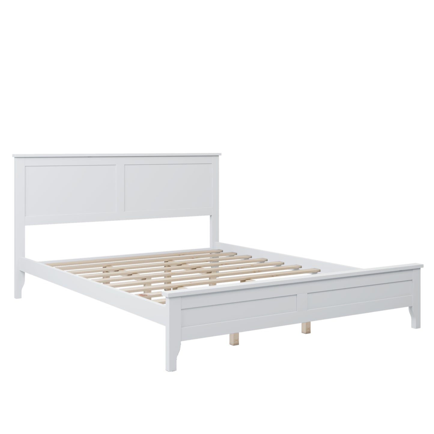 Modern White Solid Wood Queen Platform Bed