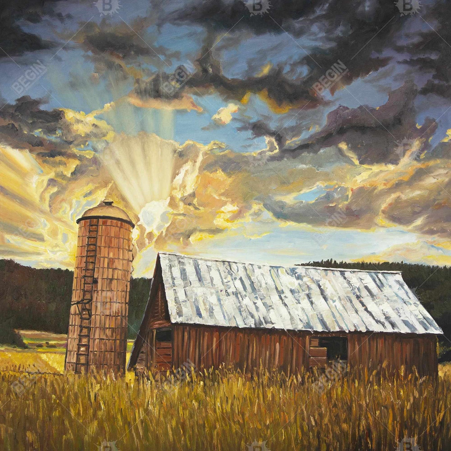 Hay barn - 32x32 Print on canvas