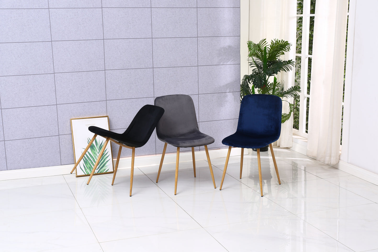 Dining Chair 4PCS（BLACK），Modern style，New technology，Suitable for restaurants, cafes, taverns, offices, living rooms, reception rooms.Simple structure, easy installation.