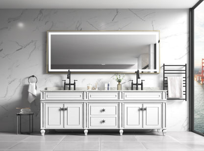 118in. W x36 in. H Framed LED Single Bathroom Vanity Mirror in Polished Crystal Bathroom Vanity LED Mirror with 3 Color Lights Mirror for Bathroom Wall