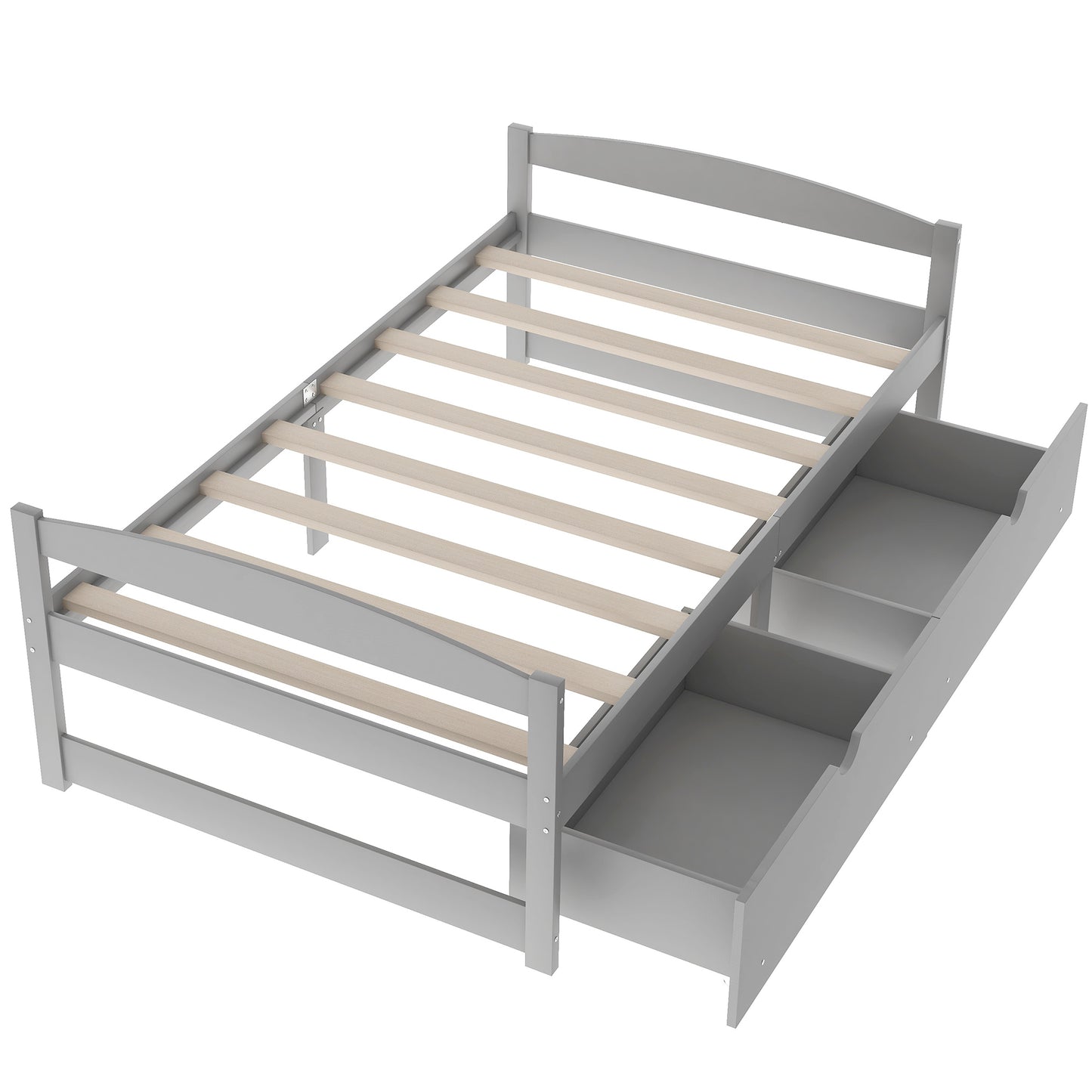 Twin size platform bed, with two drawers, gray （New）