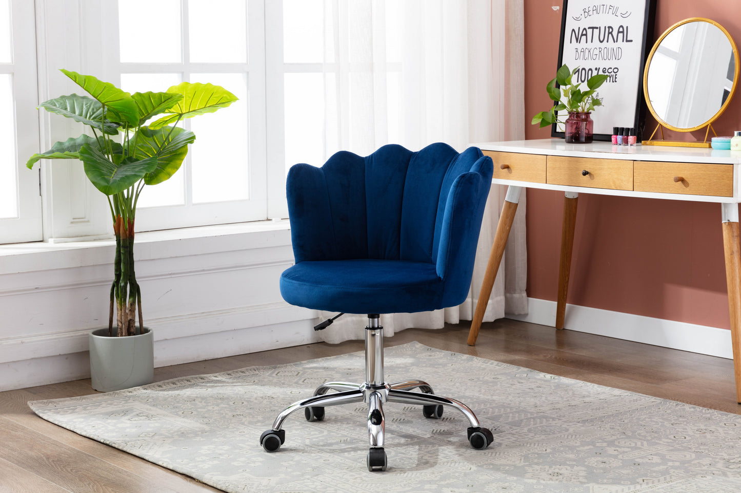 COOLMORE   Swivel Shell Chair for Living Room/Bed Room, Modern Leisure office Chair  Blue