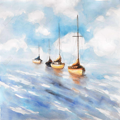 Sailboats in the sea - 16x16 Print on canvas