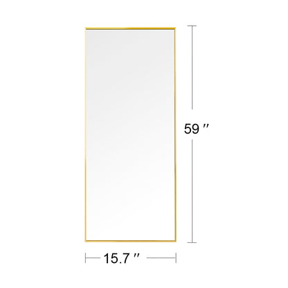 Miro 1500 400-g    Full Length Mirror Floor Mirror Hanging Standing or Leaning, Bedroom Mirror Wall-Mounted Mirror with Gold Aluminum Alloy Frame, 59" x 15.7"