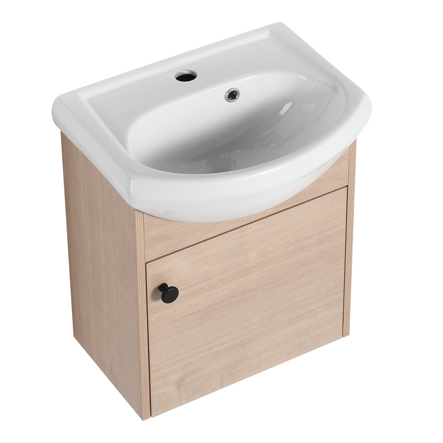 Small Size 18 Inch Bathroom Vanity With Ceramic Sink,Wall Mounting Design(KD-PACKING)-G-BVB02318PLO