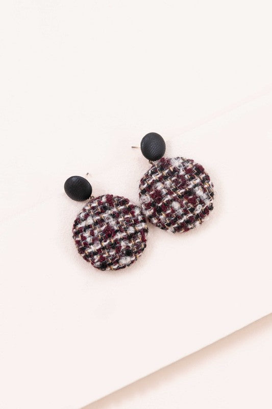 Tweed Button Earrings