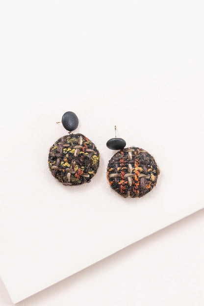 Tweed Button Earrings