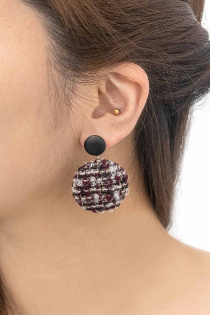 Tweed Button Earrings