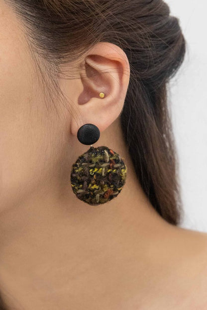 Tweed Button Earrings