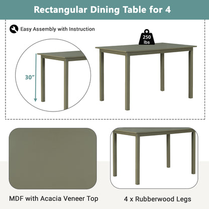 TOPMAX 5-piece Wooden Dining Set, Kitchen Table with 2 Dining Chairs and 2 Benches, Farmhouse Rustic Style, Green