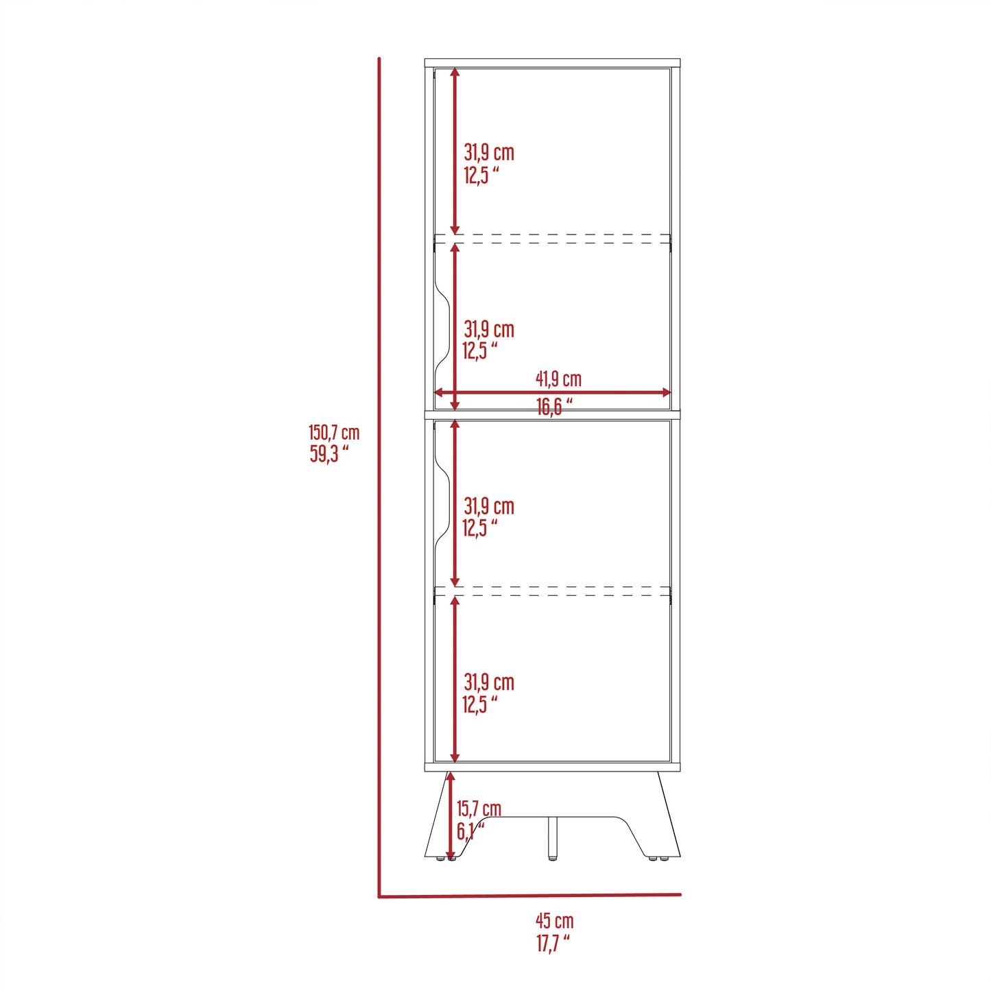 Rutherford 2-Door Pantry Cabinet Light Oak and White