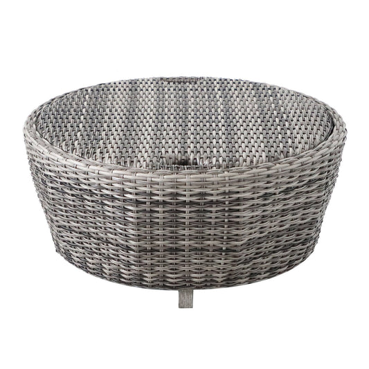 Round Wicker Storage Coffee Table