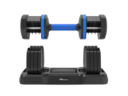 Adjustable Dumbbell - 55lb Single Dumbbell with Anti-Slip Handle, Fast Adjust Weight by Turning Handle with Tray, Exercise Fitness Dumbbell Suitable for Full Body Workout