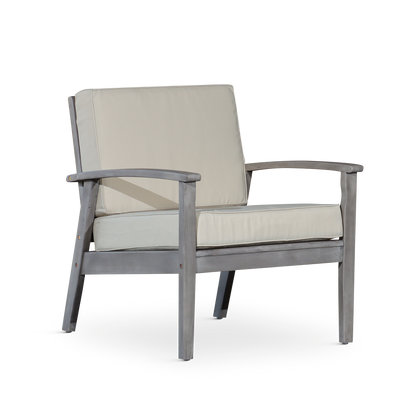 Deep Seat Eucalyptus Chair, Silver Gray Finish, Sand Cushions