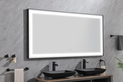 72 in. W x 36 in. H   LED Single Bathroom Vanity Mirror in Polished Crystal Bathroom Vanity LED Mirror with 3 Color Lights Mirror for Bathroom Wall  Smart Lighted Vanity Mirrors