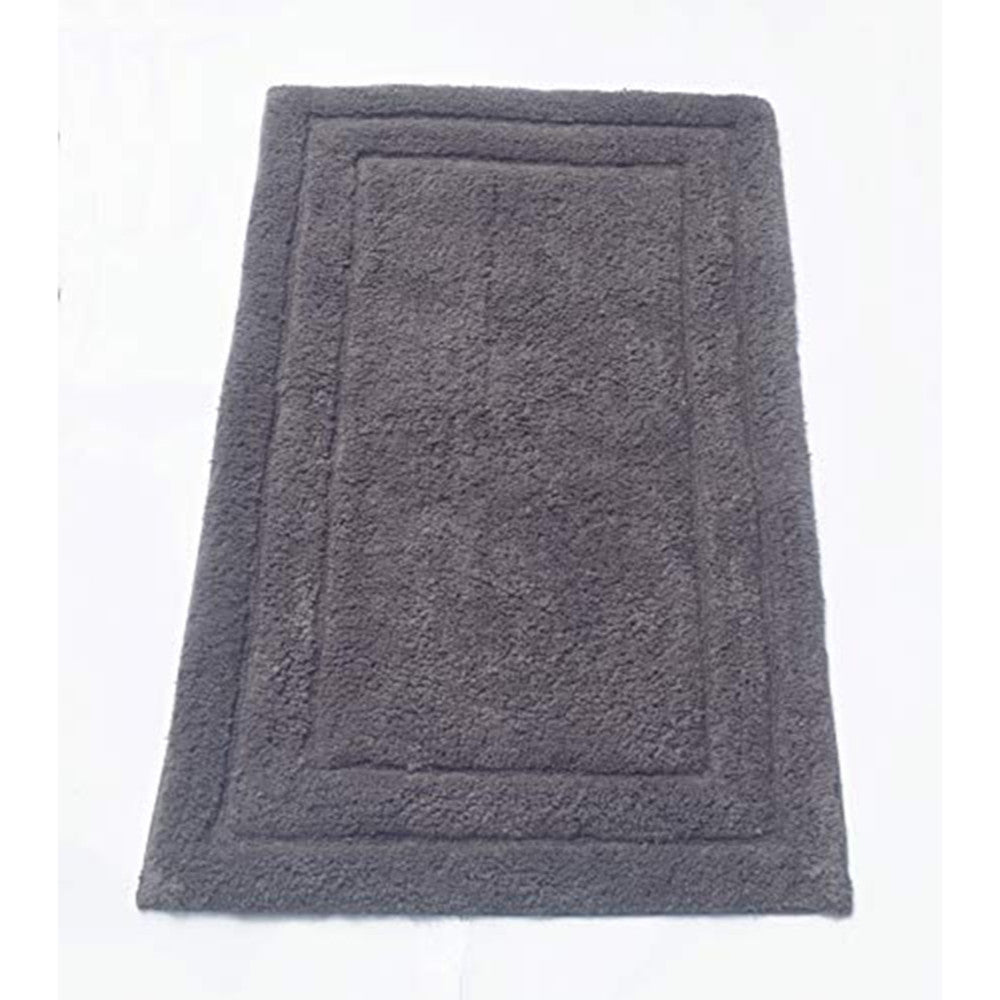 34, 24 Inch Rectangular Cotton Washable Bath Rug, Set of 2, Platinum Gray