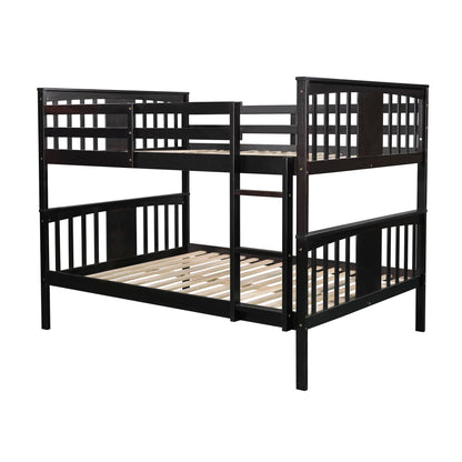 Full over Full Bunk Bed with Ladder for Bedroom, Guest Room Furniture-Espresso(OLD SKU :LP000203AAP)