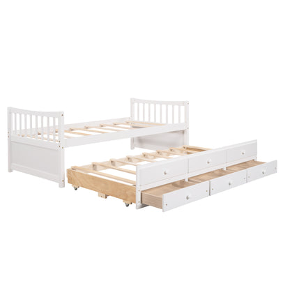 Daybed with Trundle and Drawers, Twin Size, White(OLD SKU: LP0000141KAA)