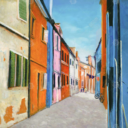 Colorful houses in italy - 08x08 Print on canvas