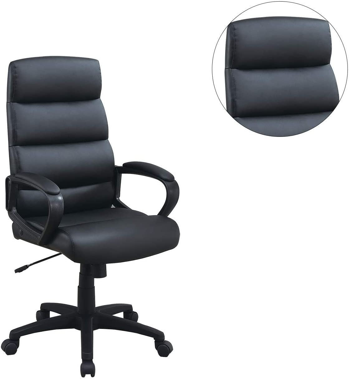 Black Faux leather Cushioned Upholstered 1pc Office Chair Adjustable Height Desk Chair Relax