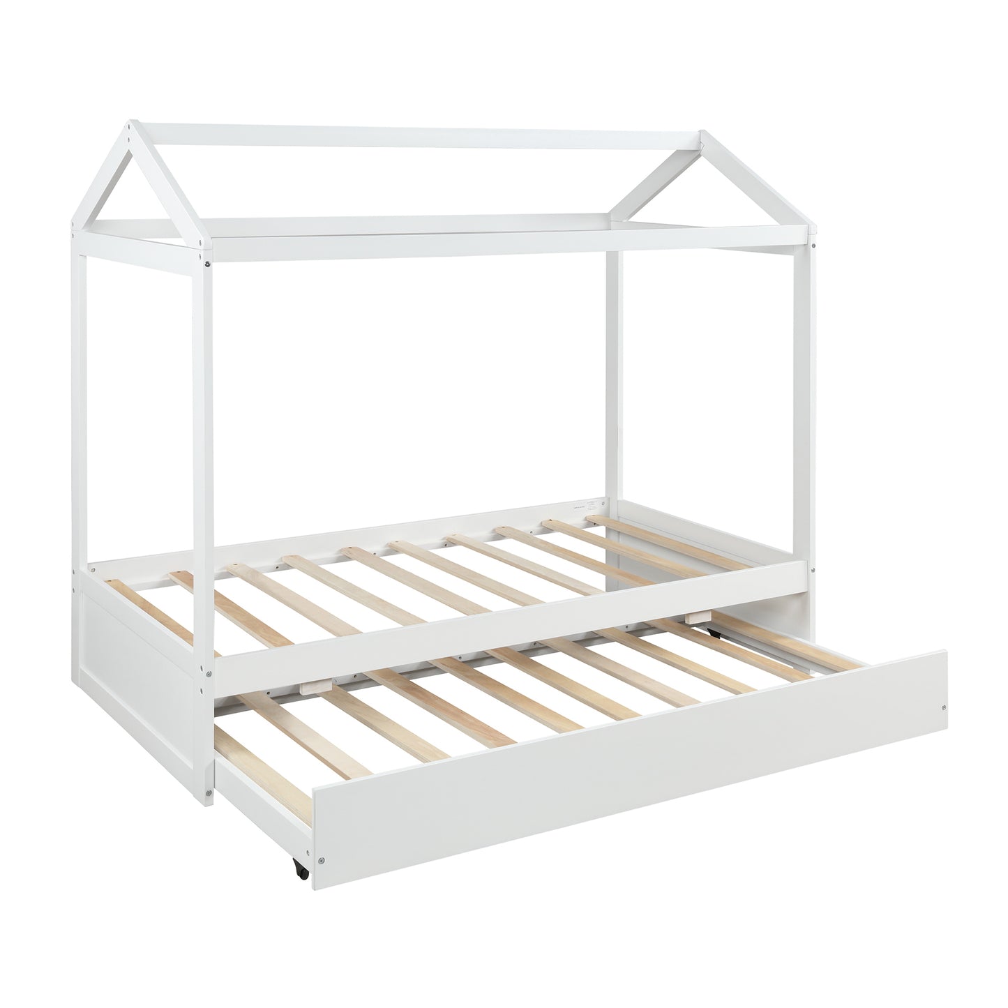 House Bed with Trundle, can be Decorated,White(Old SKU:SM000103AAK)