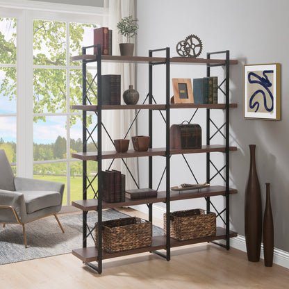[VIDEO] Home Office 5 Tier Bookshelf, X Design Etageres Storage Shelf, Industrial Bookcase for Office with Metal Frame