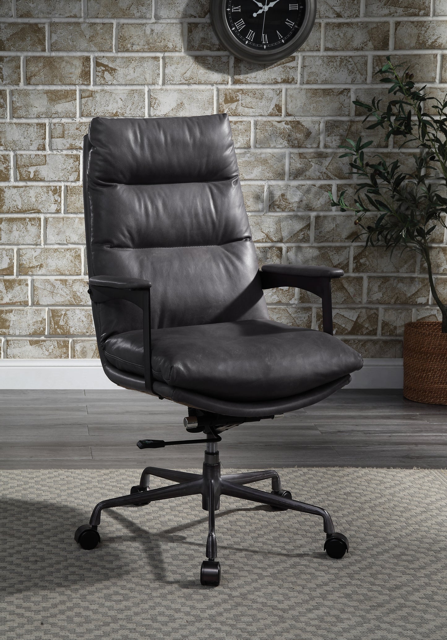 ACME Crursa Office Chair in Gray Top Grain Leather 93170