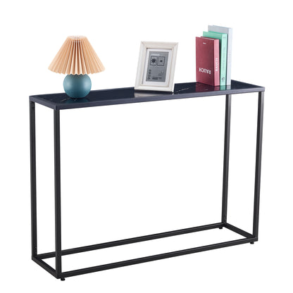 D&N Console Talbe Minimalist Porch Table Sofa sidetable, MDF boards, metal frame , Rectangle shape, Black,41.73''L 11.2''W 29.92''H