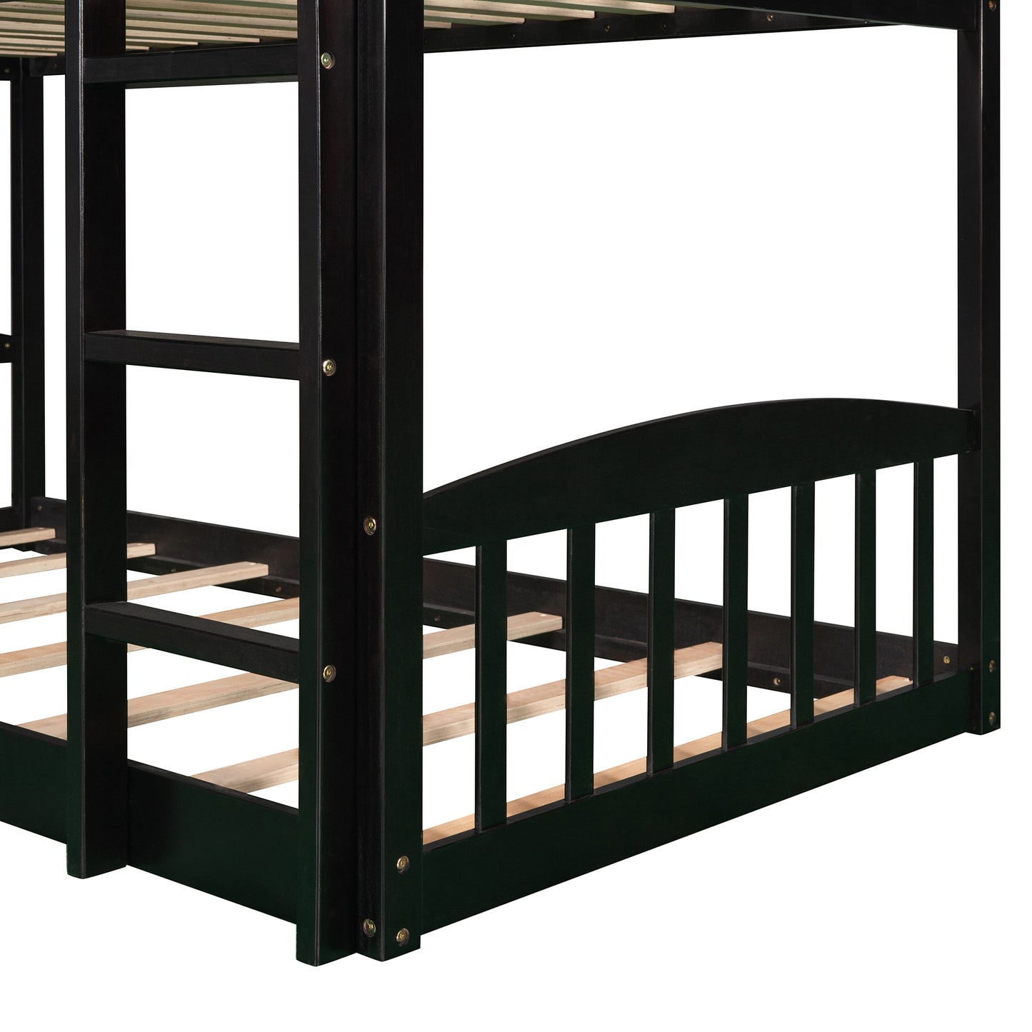 Twin Over Twin Bunk Bed with Slide, House Bed with Slide, Espresso(OLD SKU: LP000213AAP)