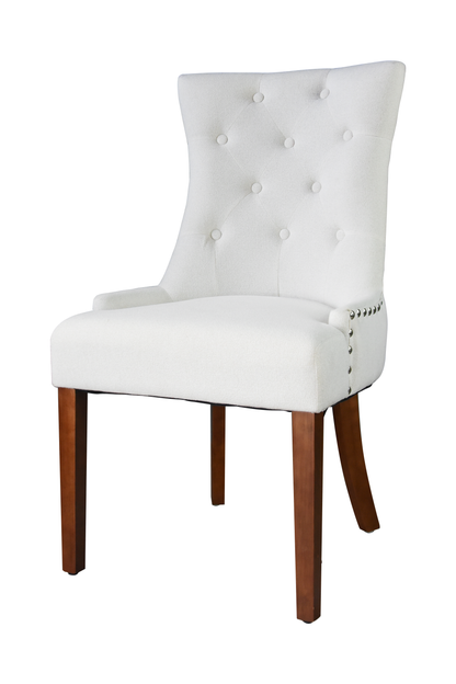 LYHome Mordern Fabric Dining Chairs, 2-Pcs Set, Iceam cream white