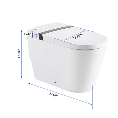 Multifunction U-Shaped Smart Toilet Automatic Flush with Remote Control/Foot Sensor/Night Light