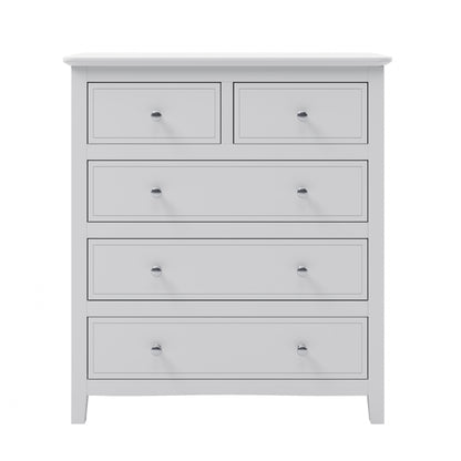 5 Drawers Solid Wood Chest in White