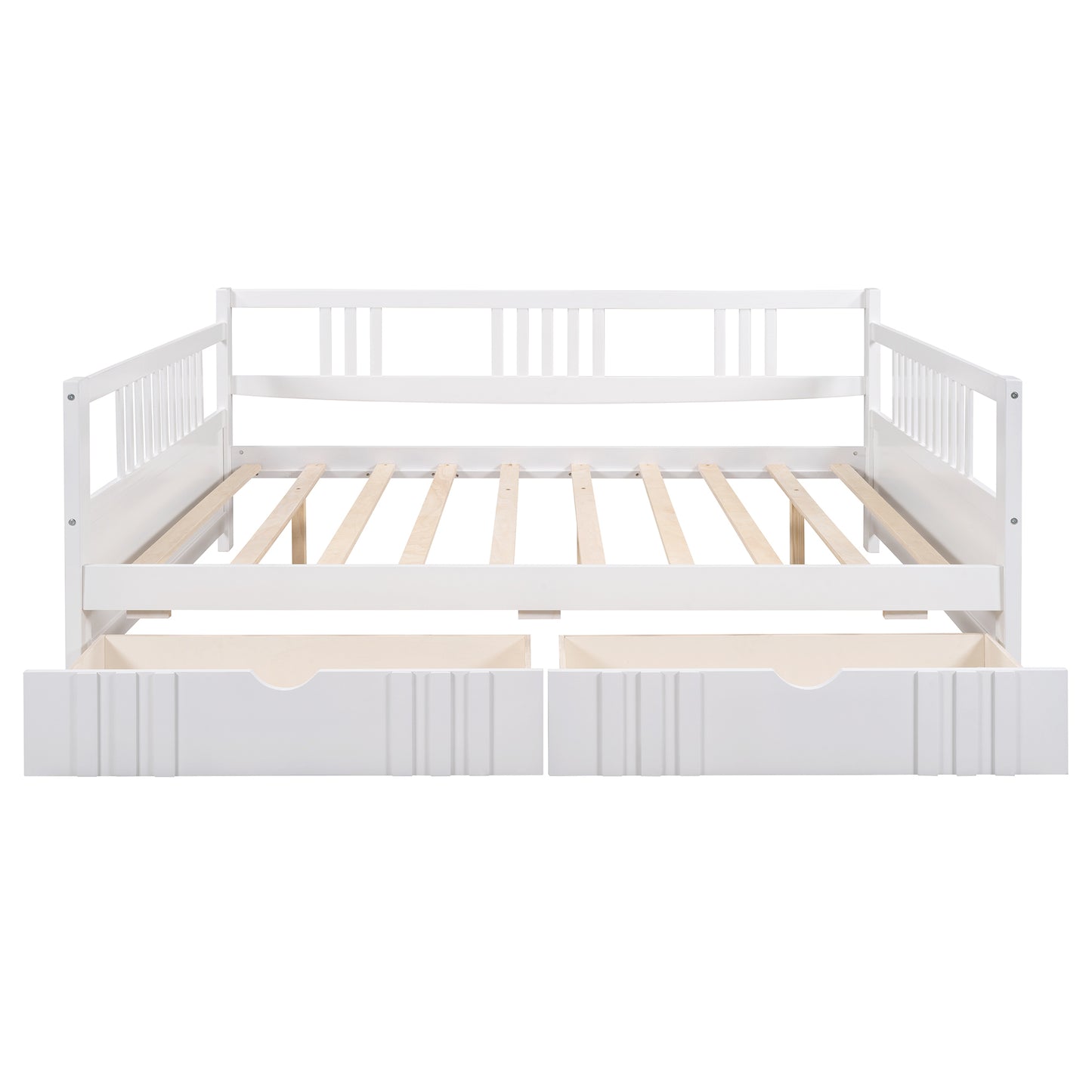 Full Size Daybed Wood Bed with Two Drawers,White