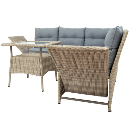 TOPMAX Outdoor Patio 4-Piece All Weather PE Wicker Rattan Sofa Set with Adjustable Backs for Backyard, Poolside, Gray