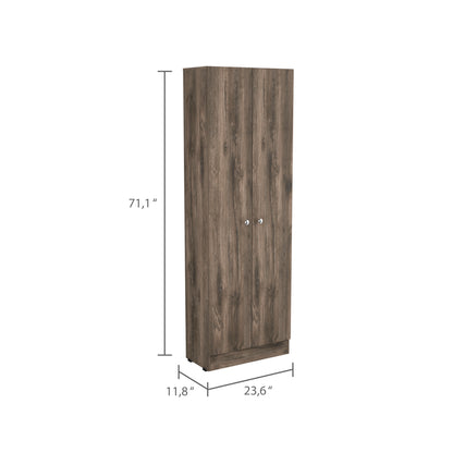 Buxton Rectangle 2-Door Storage Tall Cabinet Dark Brown and Black Wengue