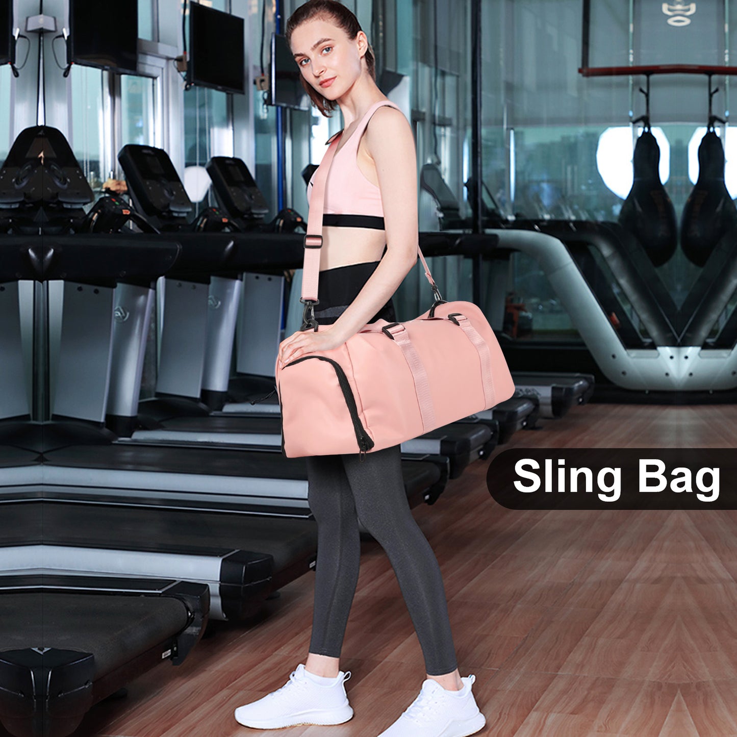 YSSOA Gym Bag for Women and Men, Waterproof Duffel Bag Shoes Compartment, Lightweight Carry