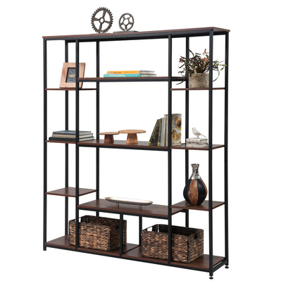 [VIDEO] Bookcase and Bookshelf, Home Office 5 Tier Bookshelf, Open Freestanding Storage Shelf with Metal Frame, Brown