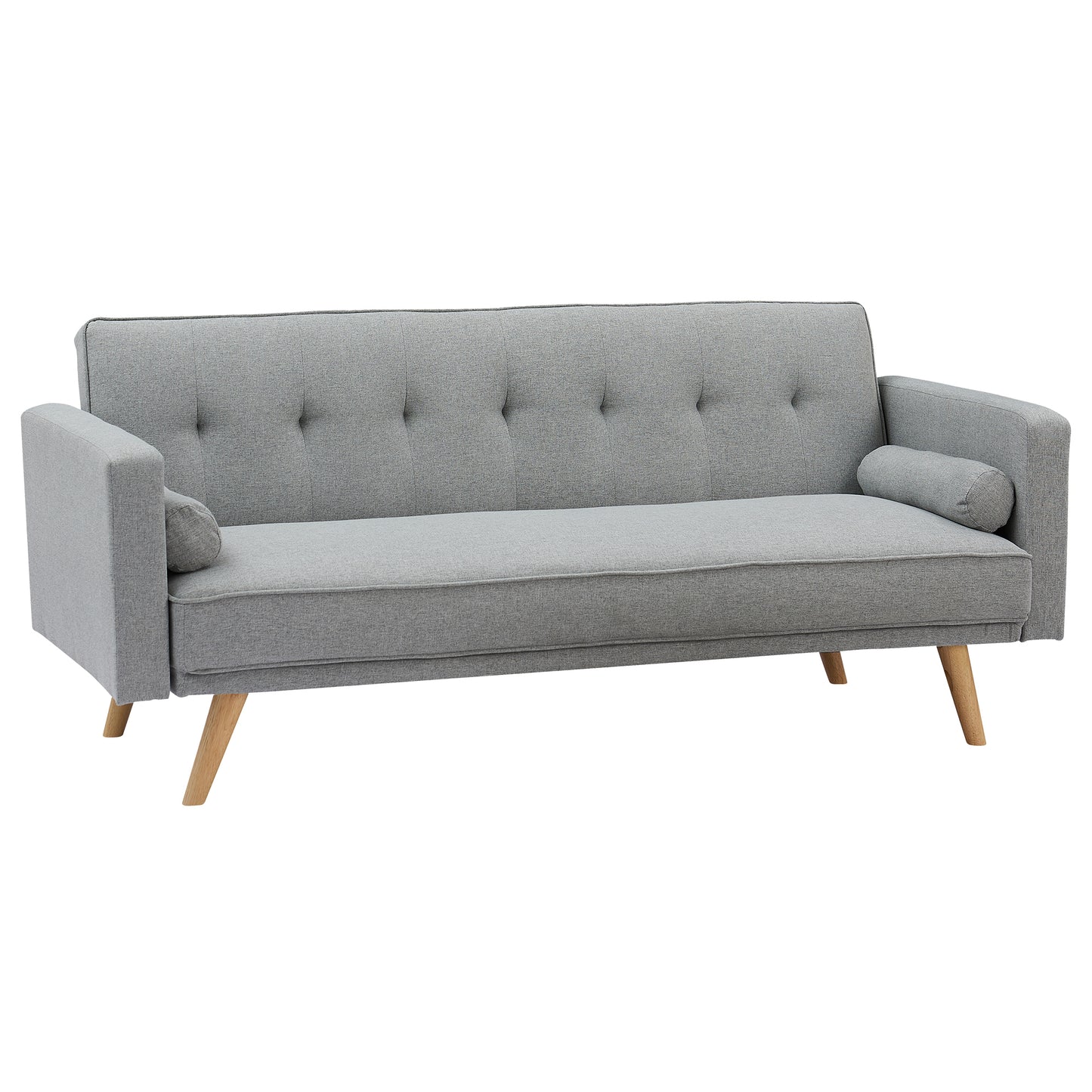 Light Grey Double Corner Folding Sofa Bed, Two Throw Pillows