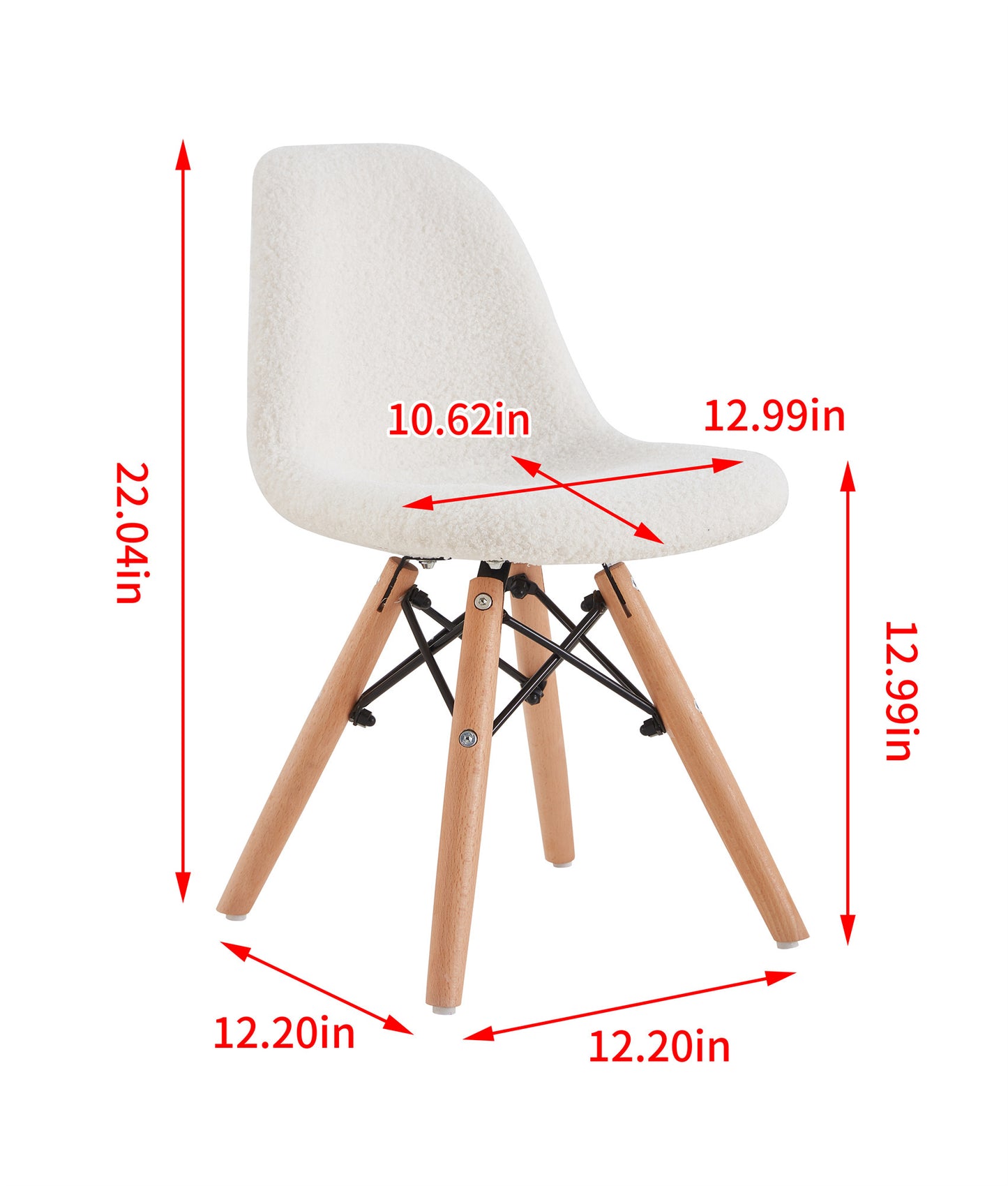 D&N Kids Chair , Teddy Febrics, White, 2 pcs per set