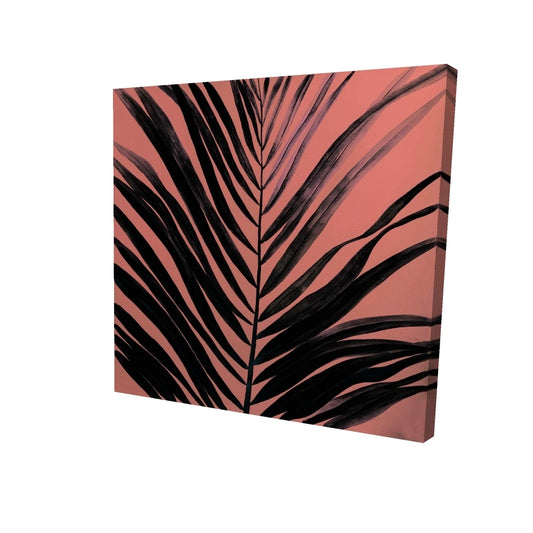 Coral tropical palm leave - 32x32 Print on canvas