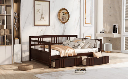 Full Size Daybed Wood Bed with Two Drawers,Espresso（OLD  SKU:LP000058AAP）