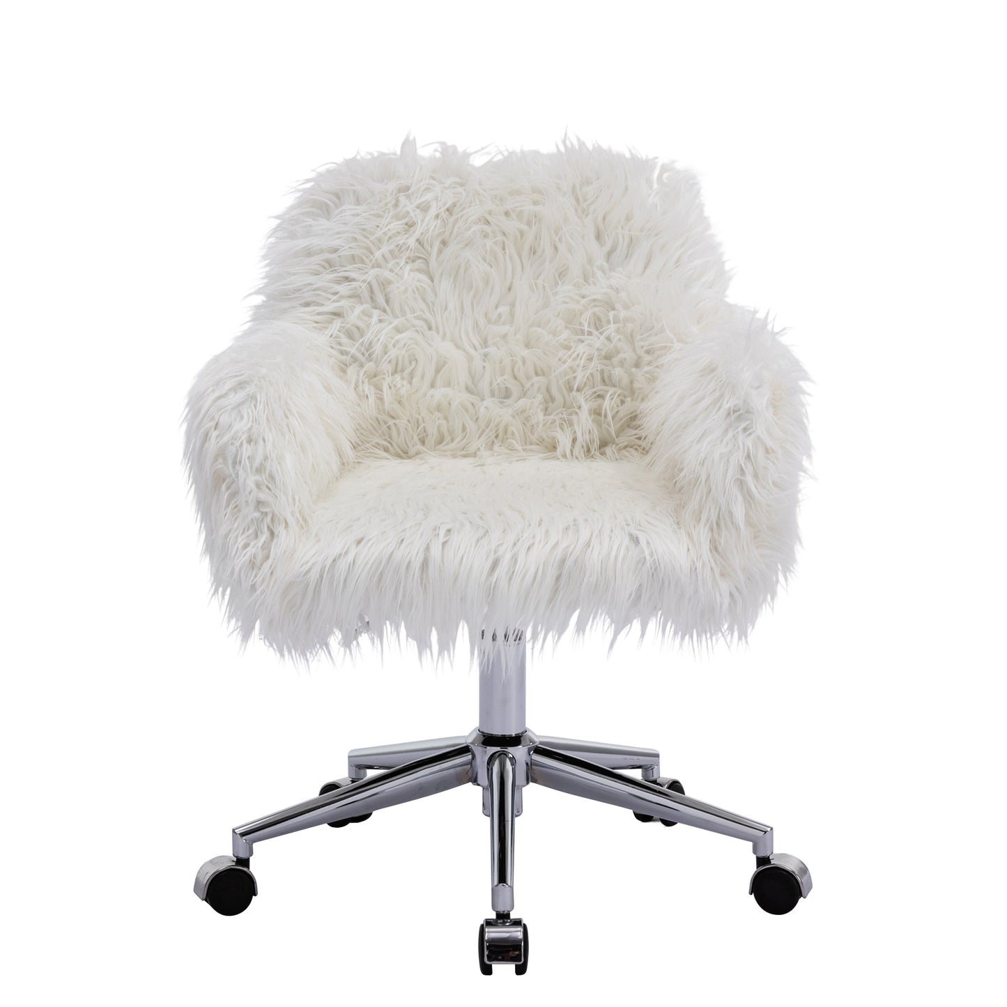 HengMing Modern Faux fur home office chair, fluffy chair for girls, makeup vanity Chair