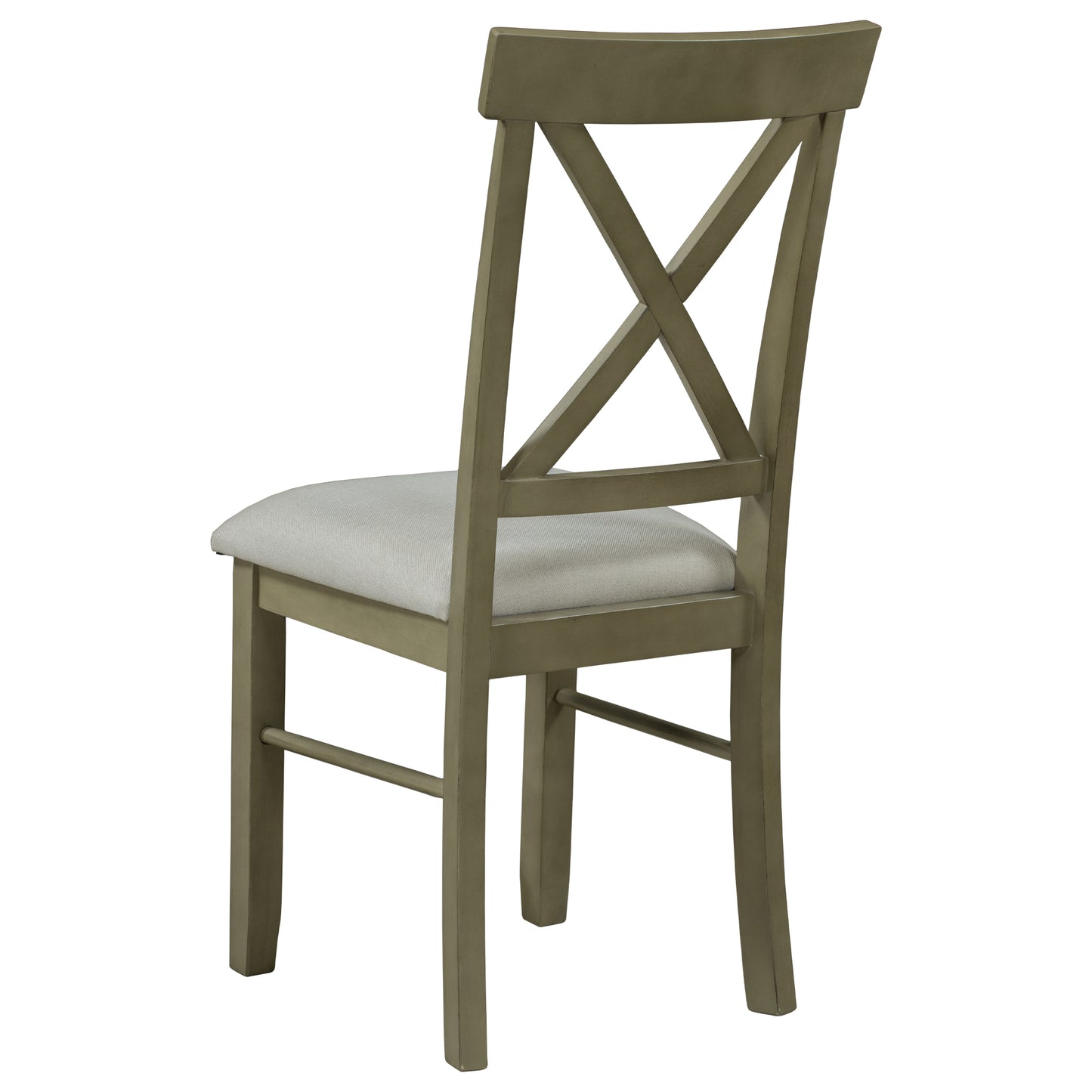 TOPMAX 2 Pieces Farmhouse Rustic Wood Kitchen Upholstered X-Back Dining Chairs, Gray Green+Gray