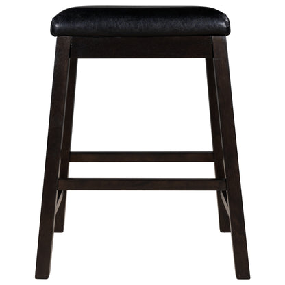 TOPMAX 4 Pieces Counter Height Wood Kitchen Dining Upholstered Stools for Small Places, Brown Finish+ Black Cushion