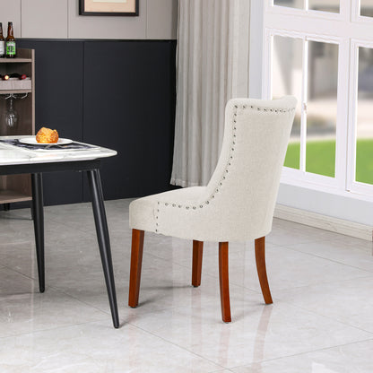 LYHome Mordern Fabric Dining Chairs, 2-Pcs Set, Iceam cream white