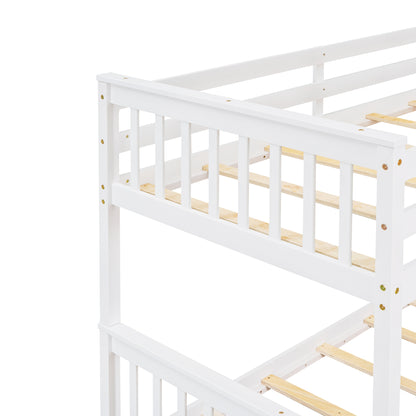 Twin-Over-Full Bunk Bed with Ladders and Two Storage Drawers (White) ( old sku:LT000165AAK）