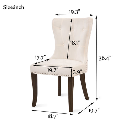 TOPMAX Dining Chair Tufted Armless Chair Upholstered Accent Chair, Set of 4 (Cream)